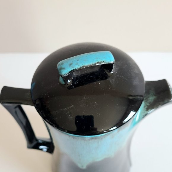 Vintage black and green ''drip'' pattern coffee/tea pot. - Picture 4 of 8